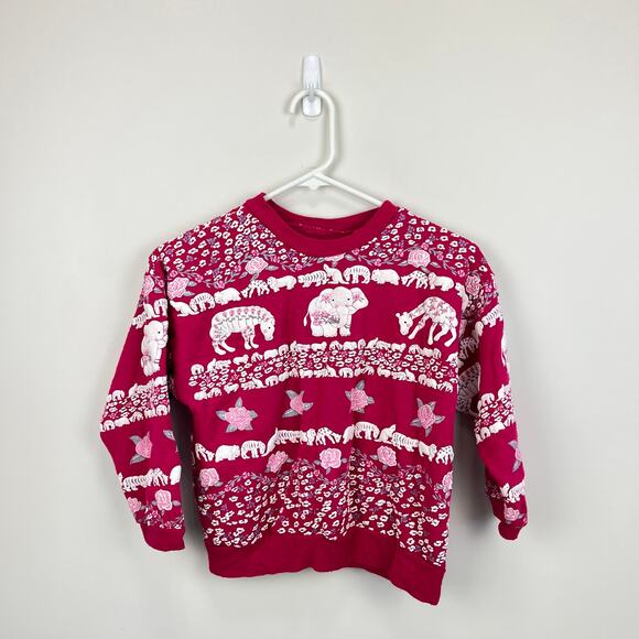 Vintage Puff Paint Animal and Flower Sweatshirt - Picture 1 of 8